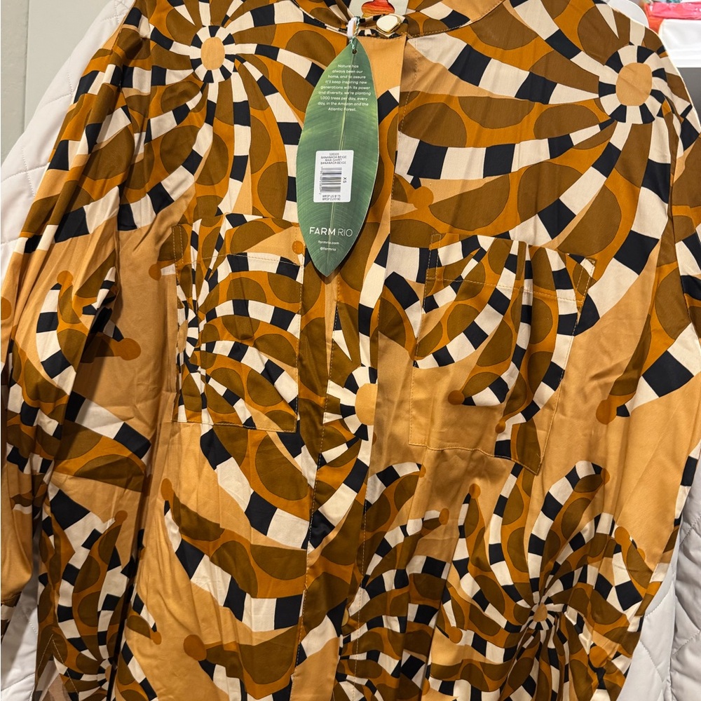 Farm Rio Bananada Geometric Pattern Shirt - Picture 2 of 4